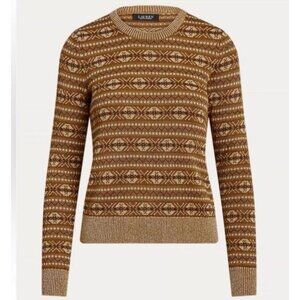 Lauren Ralph Lauren Metallic Fair Isle Sweater Cotton Blend Womens XS NEW $195